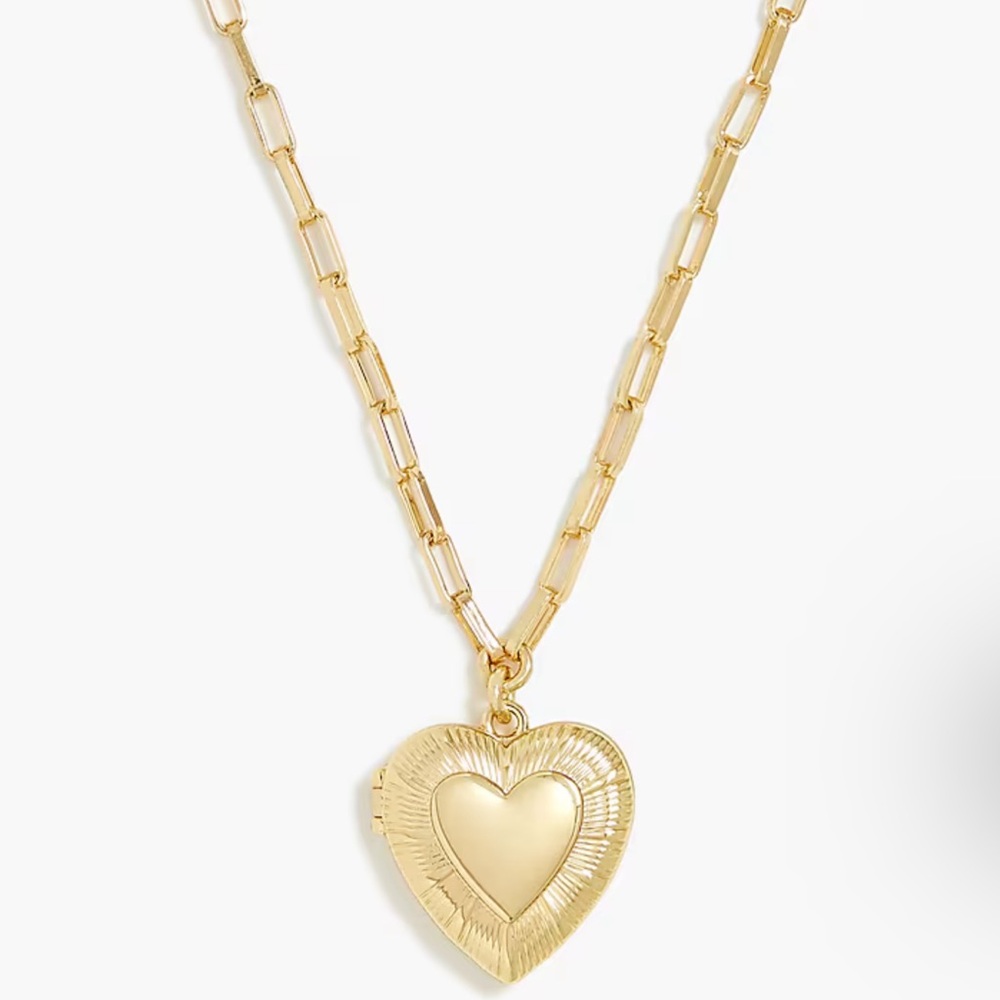 J. Crew Factory Gold Heart Locket Necklace